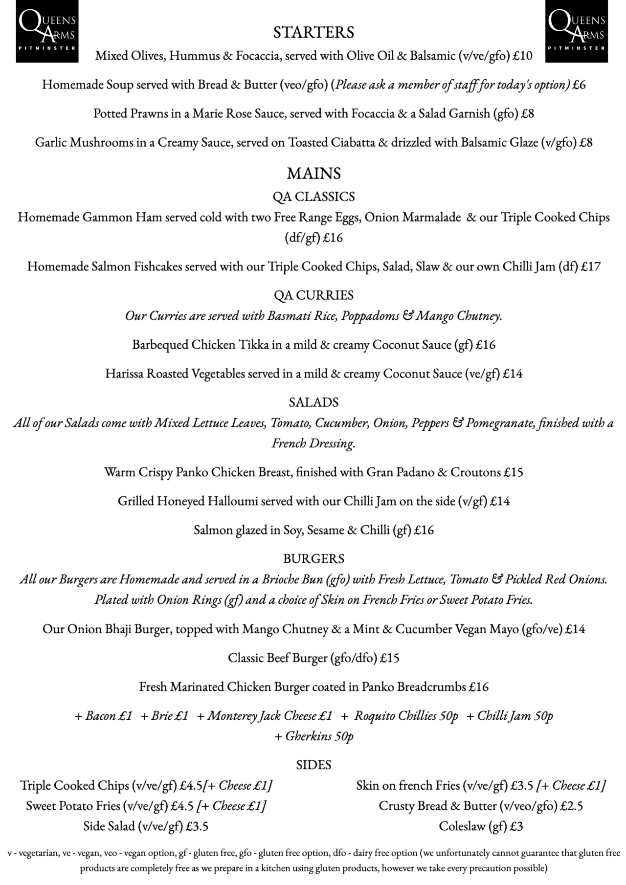 Food Queens Arms at Pitminster